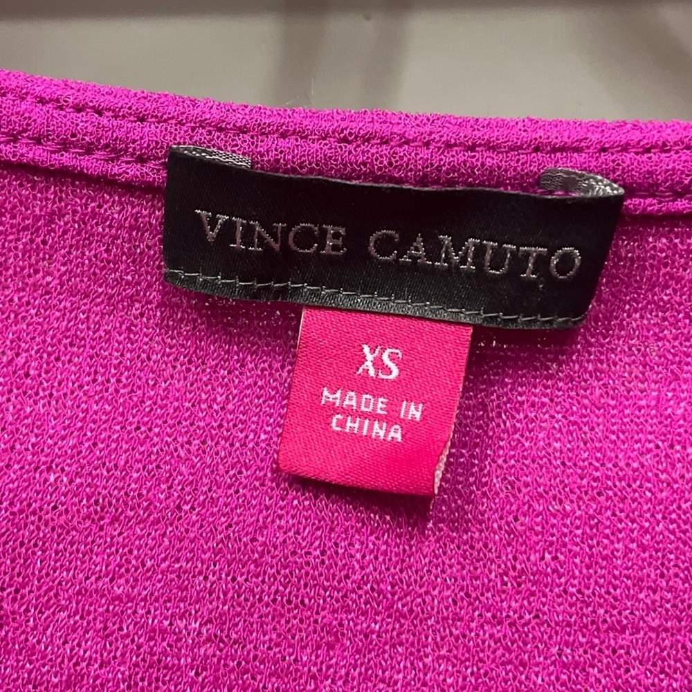 Vince Camuto Magenta Pink Front Twist Knot 3/4 Sleeve Blouse Top XS - Picture 2 of 5